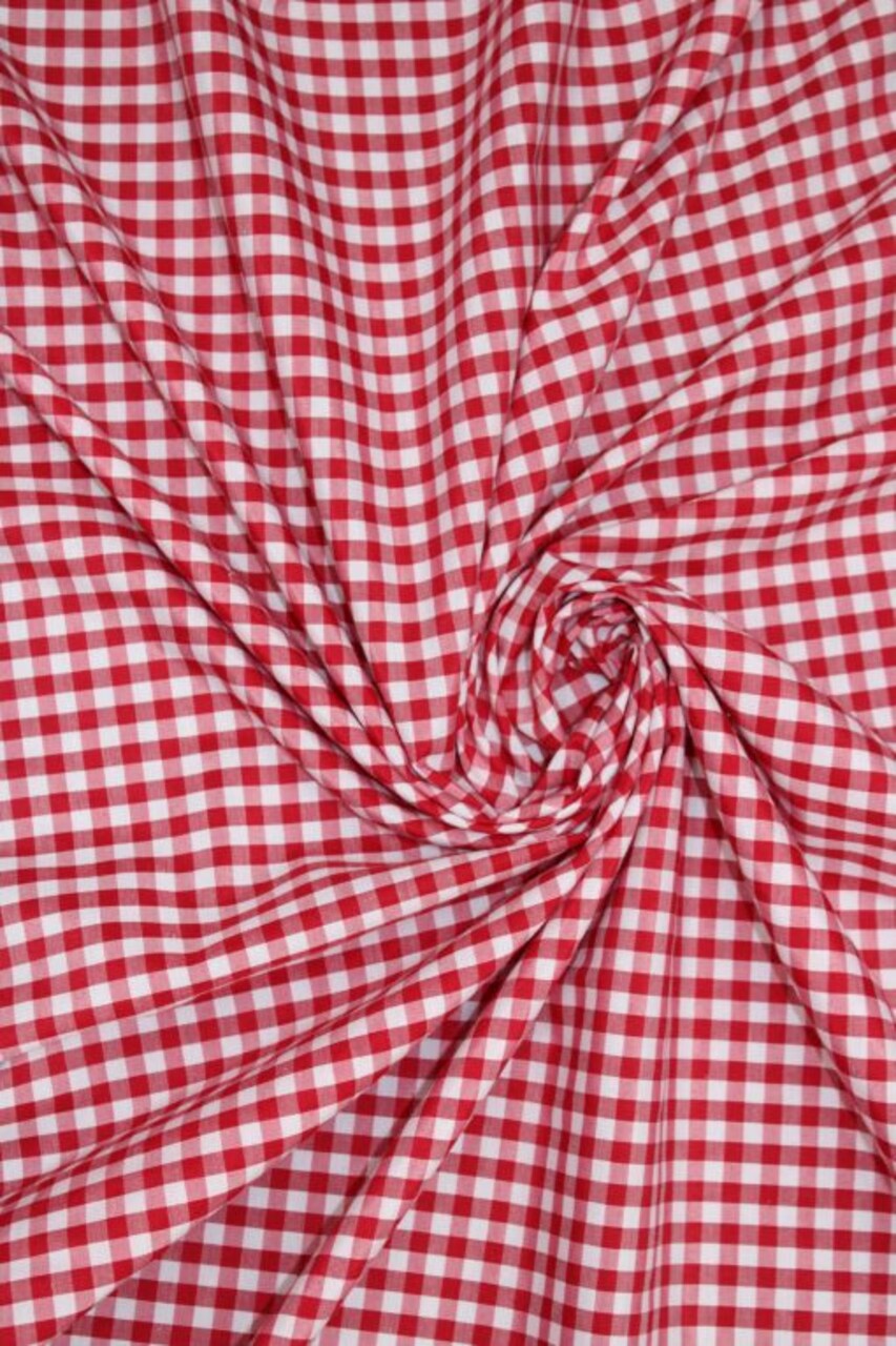 1 Yard Red 1/8″ Gingham Checkered Poly Cotton Fabric Classic Sewing And Crafts Non-Stretch 58/59 Inch Wide
